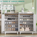 Ljojo™ White Fluted 5-Tier Shoe Cabinet, Adjustable Shelves, 43.7”H Tall Shoe Storage
