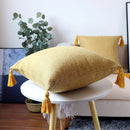 45x45cm Yellow Linen Cushion Cover Boho Chic Decorative Throw Pillow Cover for Sofa - Ljojo