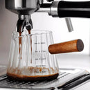Ljojo 180ML Espresso Glass Cup with Wood Handle - Latte Art Mug & Milk Frothing Jug
