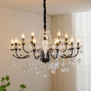 Black Crystal Chandelier Pendant Light - Elegant French Living Room Lamp by Ljojo