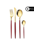 Ljojo 4-Piece Black Gold Stainless Steel Cutlery Set