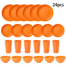 Ljojo 24-Piece Orange Wheat Cutlery & Dinnerware Set for Unbreakable Dining Experience