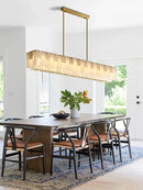Ljojo Marble Crystal Chandelier Brass Light Fixture Elegant Alabaster Lamp Dining Room Decor