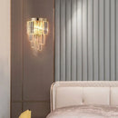 Ljojo Luxury Gold Smoky Gray Crystal Wall Sconce - Modern LED Bedside Light
