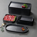 Ljojo Melamine Black Dinner Plate Set - Thick Sushi Pans, Imitation Porcelain Tray