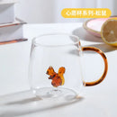 Ljojo 3D Cartoon Animal Glass Cup - Cute Single Layer Cup for Water, Coffee, Juice