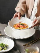 Ljojo 10-Inch Ceramic High-End Soup Bowl White Tableware - Multipurpose Shallow Bowl