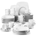 Ljojo 12 Person Porcelain Dinner Set Service with Plates, Cups, Saucers