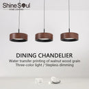Nordic LED Pendant Light with Walnut Wood Grain Design - Ljojo