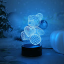 3D Heart Little Bear Night Light Night Decor Ljojo Bedroom Desktop Atmosphere Light