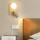 Ljojo Mid Century LED Wall Lamp Yellow Travertine Wood Light for Living Room