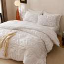 Ljojo Luxe Pleated Duvet Set with Ruffled Pillowcases - Soft, Breathable, Luxurious Bedding