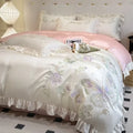 Ljojo Luxury Tencel Embroidered Plant Flower Bedding Set