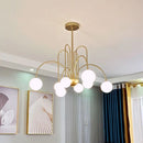 Ljojo Minimalist Magic Beans Pendant Light 4 6 8 Heads Milky Glass Ball Chandelier for Cafe
