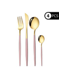 Ljojo 4-Piece Black Gold Stainless Steel Cutlery Set