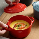 Ljojo 4" Mini Ceramic Double Ear Bowl for Oven Use - Egg Soup & Custard Bowl