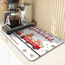 Christmas Gingerbread Snowflake Drying Mat by Ljojo: Non-Slip Absorbent Kitchen Placemat