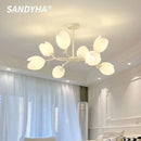 Modern Nordic Cream Chandelier Pendant Light for Living Room Bedroom by Ljojo