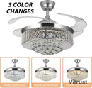 42 Inch Crystal Fandelier Ceiling Fan with Lights Remote - Modern Retractable Chandelier Fan by Ljojo