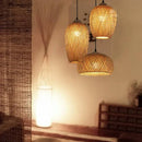 Bamboo Wicker Pendant Chandelier Hand Woven E27 Ceiling Light by Ljojo