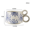 Ljojo 12oz Blue and White Ceramic Coffee Mug - Handmade Stoneware Cup