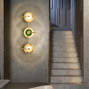 Ljojo Wattle Circle Wall Lamp: Green Crystal Art Deco Lights for Living Room