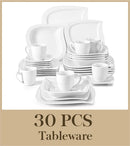 Ljojo 30/60-Piece White Porcelain Dinner Set Tableware for 6/12