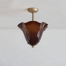 French Glass Hanging Lamp with Polka Dot Lampshade | Retro Ceiling Pendant Light by Ljojo