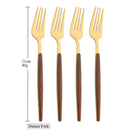 Ljojo 16Pcs Brown Gold Stainless Steel Dinnerware Set with Wooden Handle