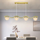 Nordic Long Dining Pendant Lights Glass Lampshade Gold Black Chandelier by Ljojo