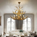 American Style Antler Deer Chandelier For Living Room - Farmhouse Hanging Light by Ljojo