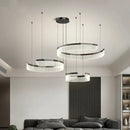 Ljojo Modern Acrylic Led Pendant Light Semicircle Chandelier for Living Room Black Bedroom Decor