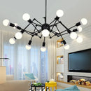 Adjustable Spider Iron Chandelier, Industrial Satellite Lighting for Living Room by Ljojo