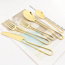 Gold Cutlery Set Stainless Steel Dinnerware Ljojo Tableware Party Kitchen Flatware