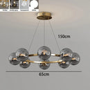 Nordic Ring Chandelier Smoky Gray Bubble Ball Lamp for Living Room by Ljojo