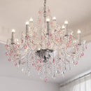 French Romantic Pink Crystal Chandelier Pendant Lights by Ljojo for Elegant Living Room Decor