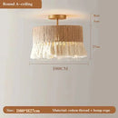 Vintage Hemp Rope Pendant Light LED Chandelier for Bedroom Restaurant by Ljojo