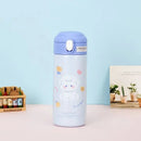 Ljojo 380ml Stainless Steel Vacuum Flask with Straw - Cute Thermal Insulation Water Bottle