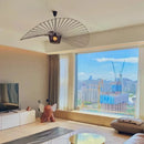 Nordic Straw Hat Pendant Lights LED Chandelier Fabric Hanging Lamps for Home Decoration by Ljojo