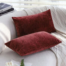 Burgundy Chenille Throw Pillow Covers x2 - Ljojo Home, 30x50, Soft & Retro, Living Room Décor