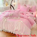 Ljojo 2025 White Bedding Set with Ruffles - Duvet Cover, Pillowcases, Sheet
