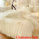 Ljojo 2025 White Bedding Set with Ruffles - Duvet Cover, Pillowcases, Sheet