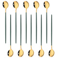Ljojo Long Handle Mirror Ice Spoon Set - 10Pcs Stainless Steel Flatware & Bar Tools