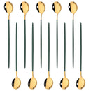 Ljojo Long Handle Mirror Ice Spoon Set - 10Pcs Stainless Steel Flatware & Bar Tools