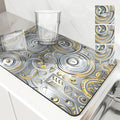 Ljojo Metallic Pattern Coffee Mat: Quick Kitchen Drying Mat for Draining Dishes & Utensils