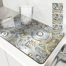 Ljojo Metallic Pattern Coffee Mat: Quick Kitchen Drying Mat for Draining Dishes & Utensils