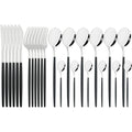 Ljojo 24pcs Stainless Steel Cutlery Set Fork Teaspoon Knife Silverware Flatware