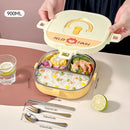 Ljojo 304 Stainless Steel Divided Lunch Box with Cutlery & Leakproof Design