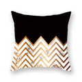 Ljojo Luxury Gold Black Geometric Marble Stripe Pillowcase