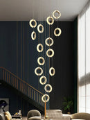 Ljojo Luxury Crystal LED Chandelier - Modern Gold Round Hanging Ceiling Light